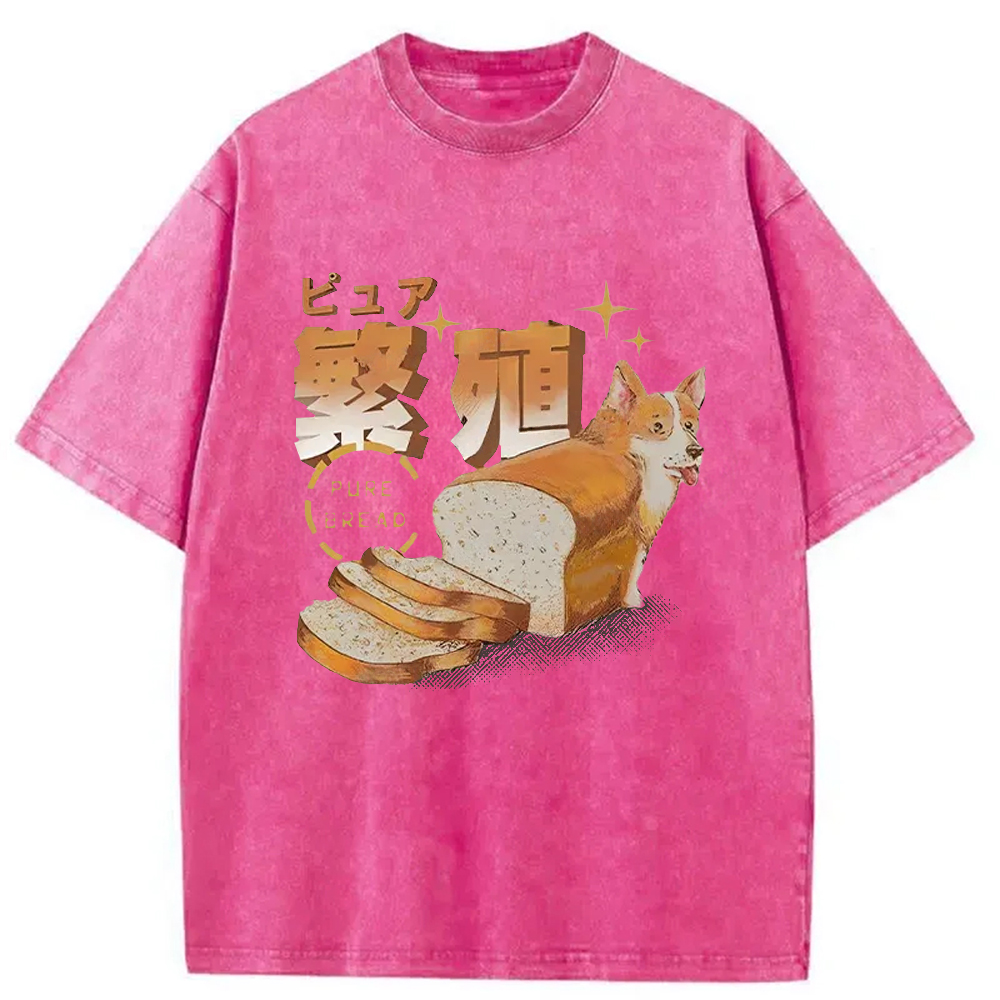 Modecanvas Pure Bread Dog Funny Washed T-Shirt