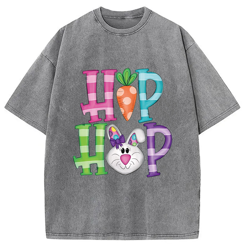 Modecanvas Hip Hop Easter Bunny DTG Printing Washed T-Shirt