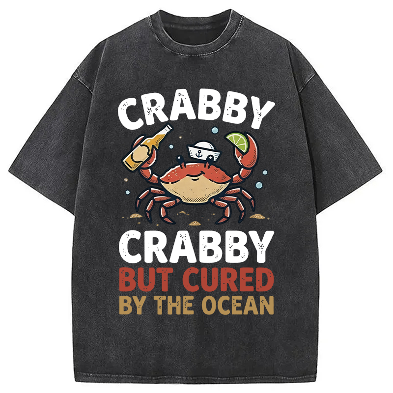 Modecanvas Crabby But Cured By The Ocean DTG Printing Washed T-Shirt