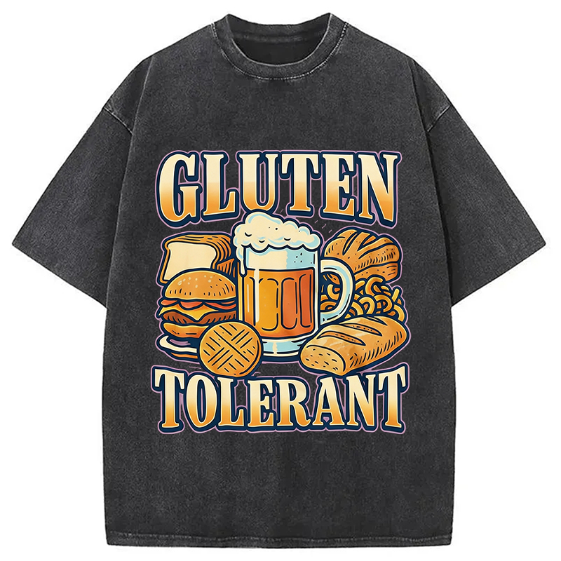 Modecanvas Gluten Tolerant Funny Food Humor DTG Printing Washed T-Shirt