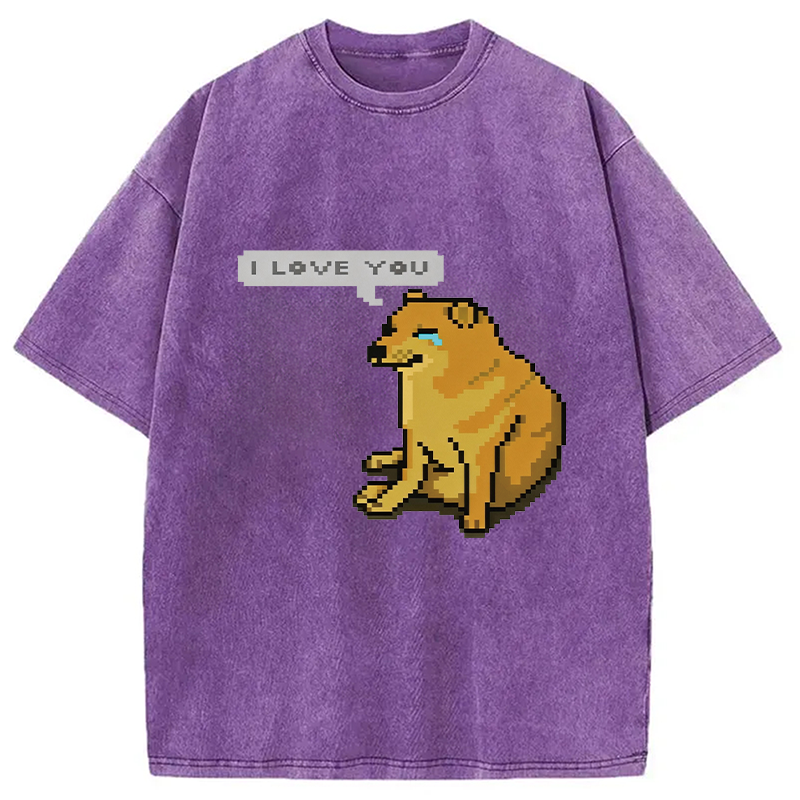 Modecanvas Cheems Luvs You DTG Printing Washed T-Shirt