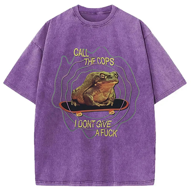 Modecanvas Call The Copes IDGAF DTG Printing Washed T-Shirt