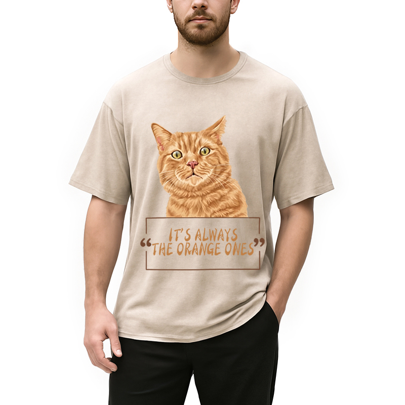 Modecanvas It Always Cat Meme DTG Printing Washed T-Shirt