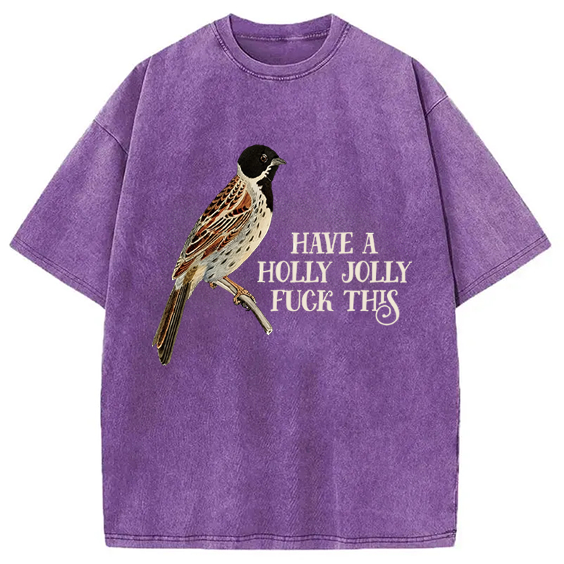 Modecanvas Have a Holly Jolly DTG Printing Washed T-Shirt
