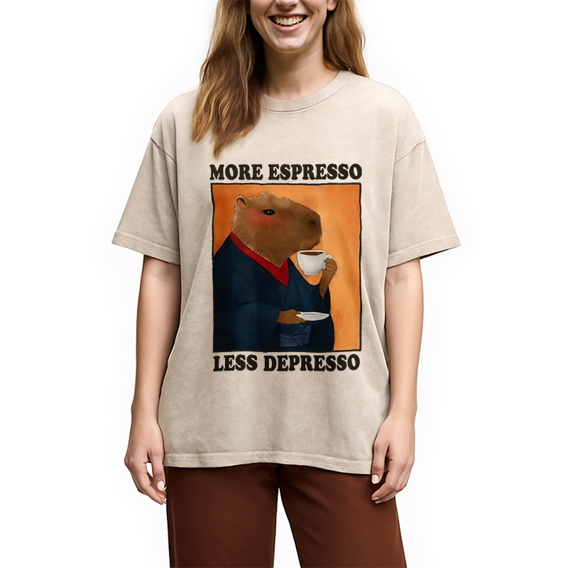 Modecanvas Elegant Capybara Washed T-Shirt