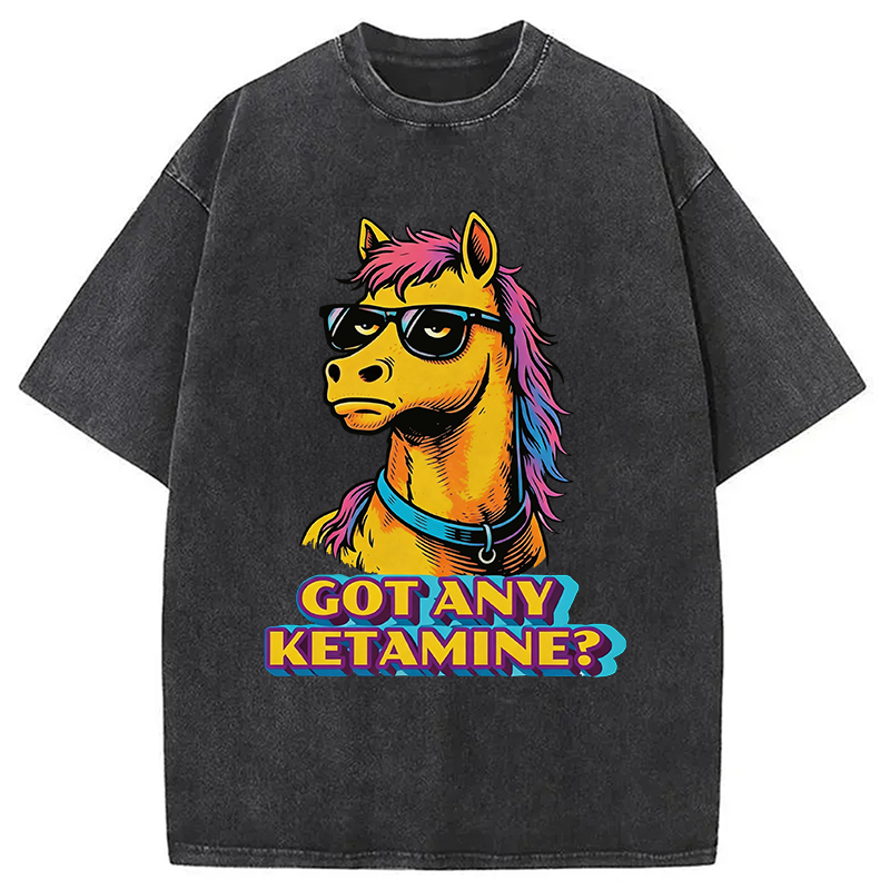 Modecanvas Got Any Ketamine Horse DTG Printing Washed T-Shirt