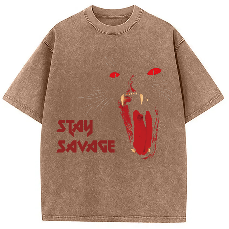 Modecanvas Dark Gothic Cat DTG Printing Washed T-Shirt-modecanvas