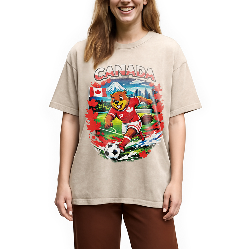 Modecanvas Canada Soccer DTG Printing Washed T-Shirt
