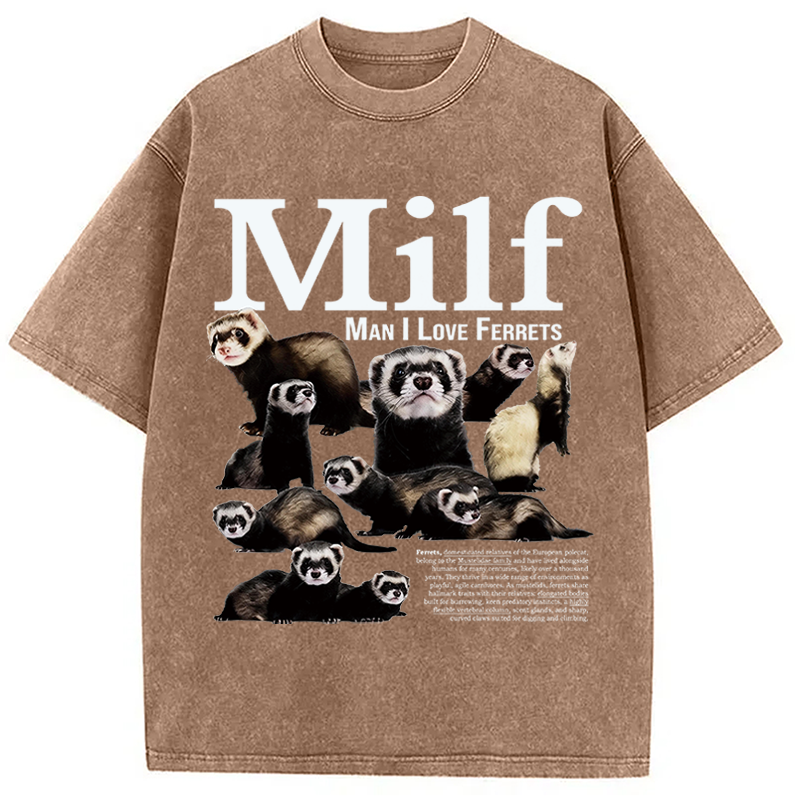Modecanvas Man I Love Ferrets DTG Printing Washed T-Shirt