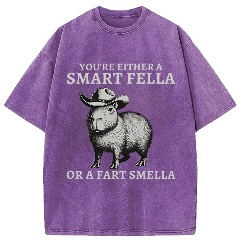 Modecanvas Retro Smart Fella Capybara 90s Washed T-Shirt