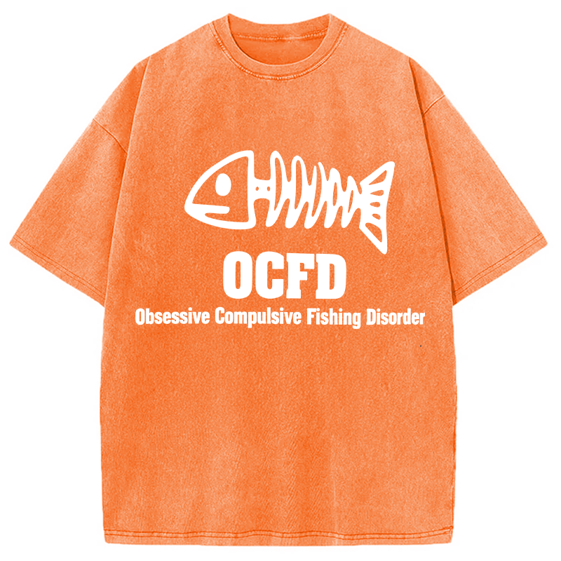 Modecanvas OCFD Funny Fishing DTG Printing Washed T-Shirt