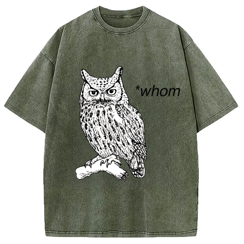 Modecanvas Who Whom Judging Owl Washed T-Shirt