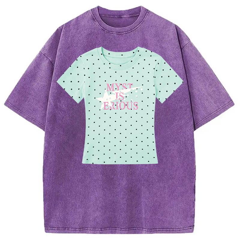 Modecanvas Mint Polka Dot Shirt Of DTG Printing Washed T-Shirt