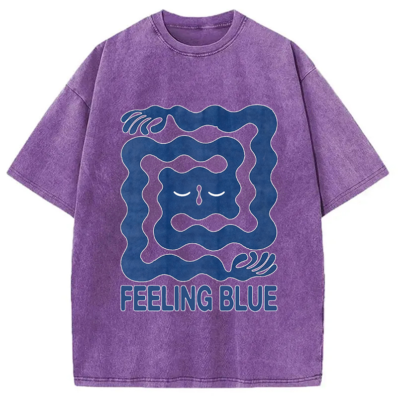 Modecanvas Feeling Blue DTG Printing Washed T-Shirt