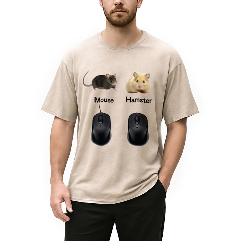 Modecanvas Mouse Hamster Meme Washed T-Shirt