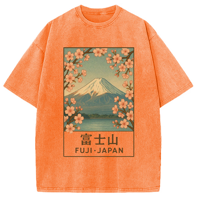 Modecanvas Sakura Fuji Japan Washed T-Shirt