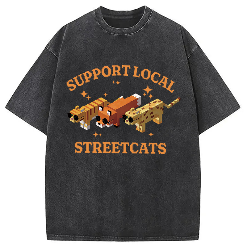 Modecanvas Support Local Streetcats DTG Printing Washed T-Shirt