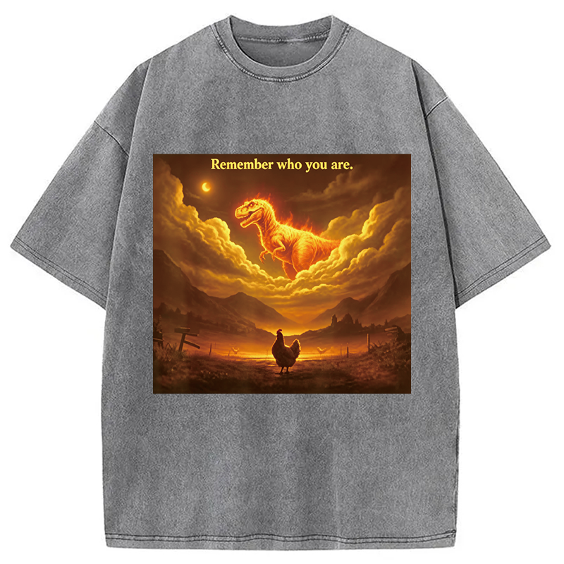 Modecanvas Funny Evolution Chicken Meme DTG Printing Washed T-Shirt