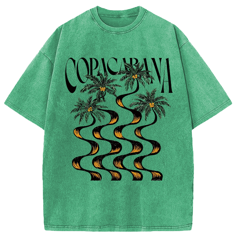 Modecanvas Copacabana Palm Tree DTG Printing Washed T-Shirt