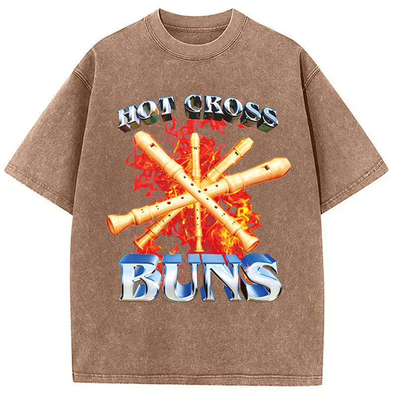 Modecanvas HOT CROSS BUNS DTG Printing Washed T-Shirt