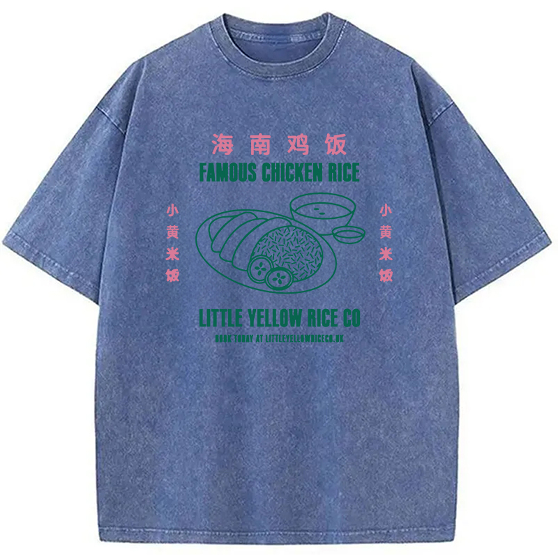 Modecanvas Famous Chicken Rice DTG Printing Washed T-Shirt