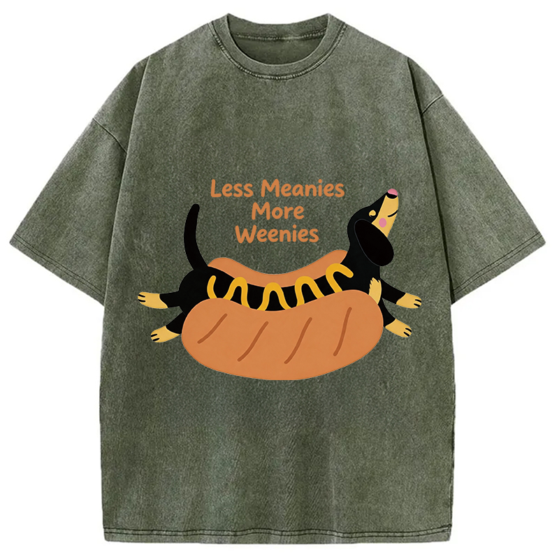 Modecanvas Positive Vibes Only With The Weenie Dog DTG Printing Washed T-Shirt