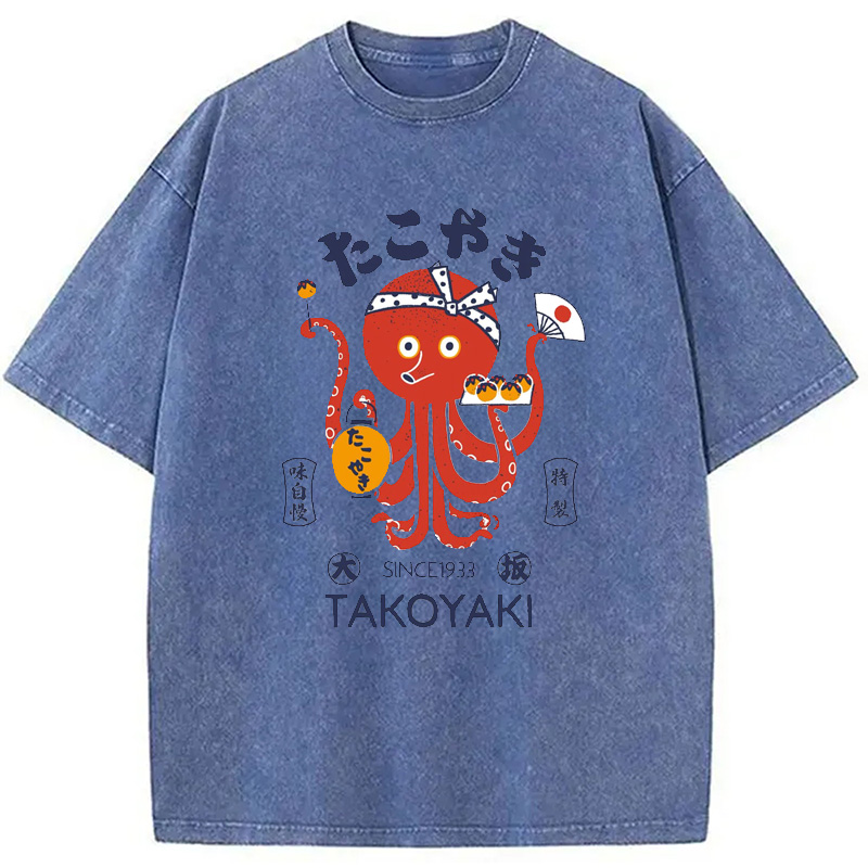 Modecanvas Tokoyaki Octopus Japanese Washed T-Shirt