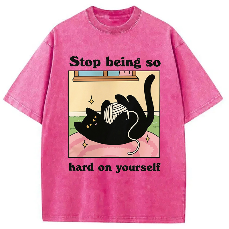 Modecanvas Hard On Yourself DTG Printing Washed T-Shirt