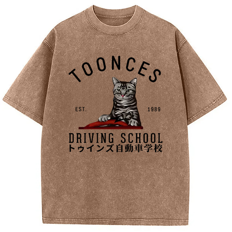 Modecanvas Toonces Driving School Washed T-Shirt