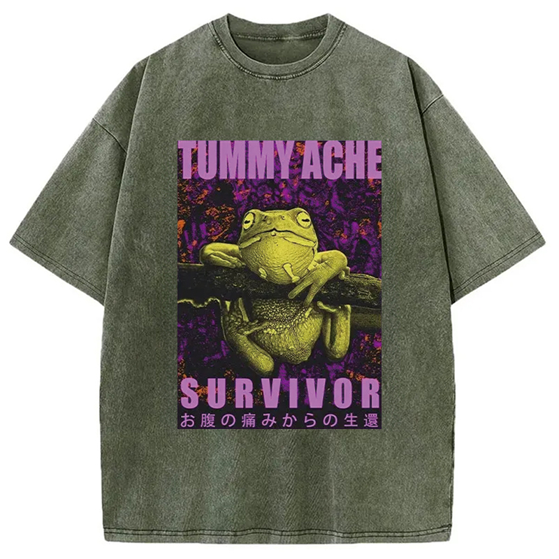 Modecanvas A Frog With Stomachache Washed T-Shirt