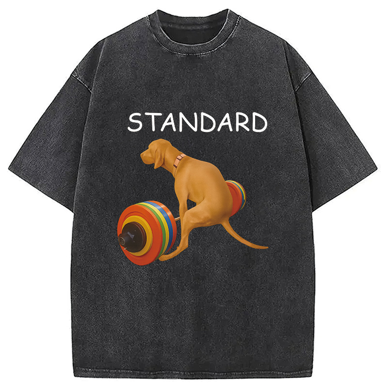 Modecanvas Standard Dog FItness Meme Washed T-Shirt