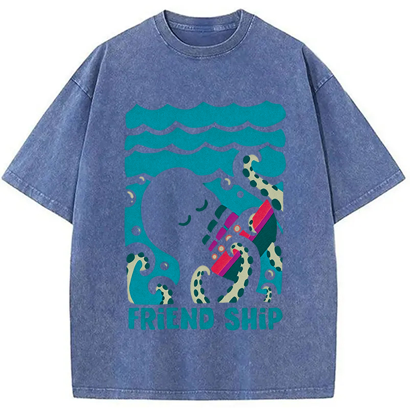 Modecanvas Friend Ship DTG Printing Washed T-Shirt