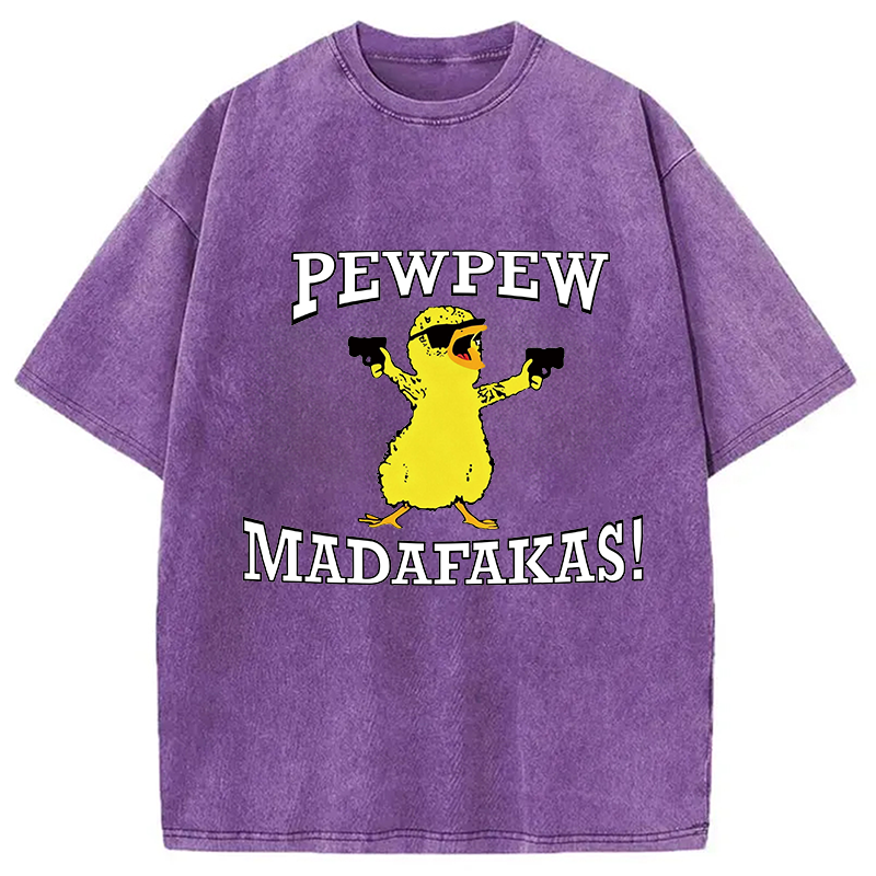 Modecanvas PEW PEW Duck DTG Printing Washed T-Shirt