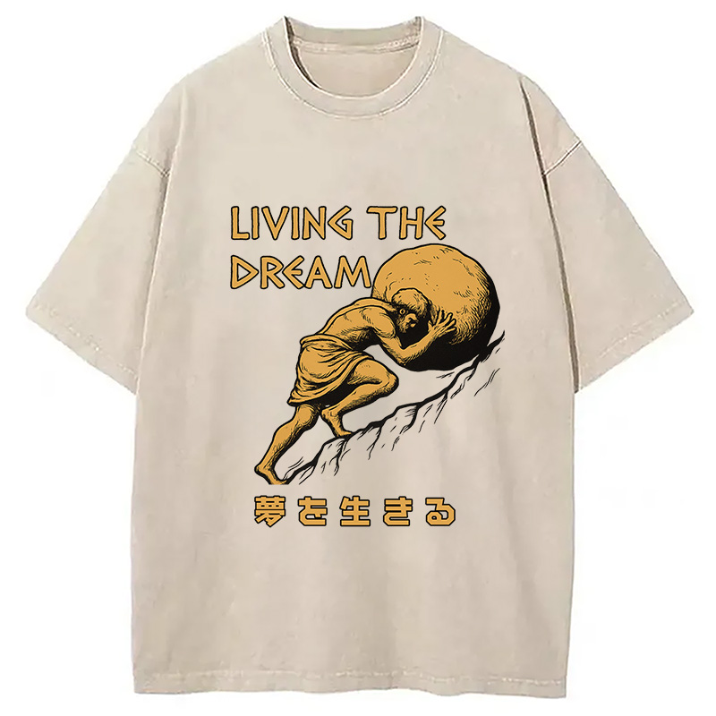 Modecanvas Living The Dream Meme Washed T-Shirt