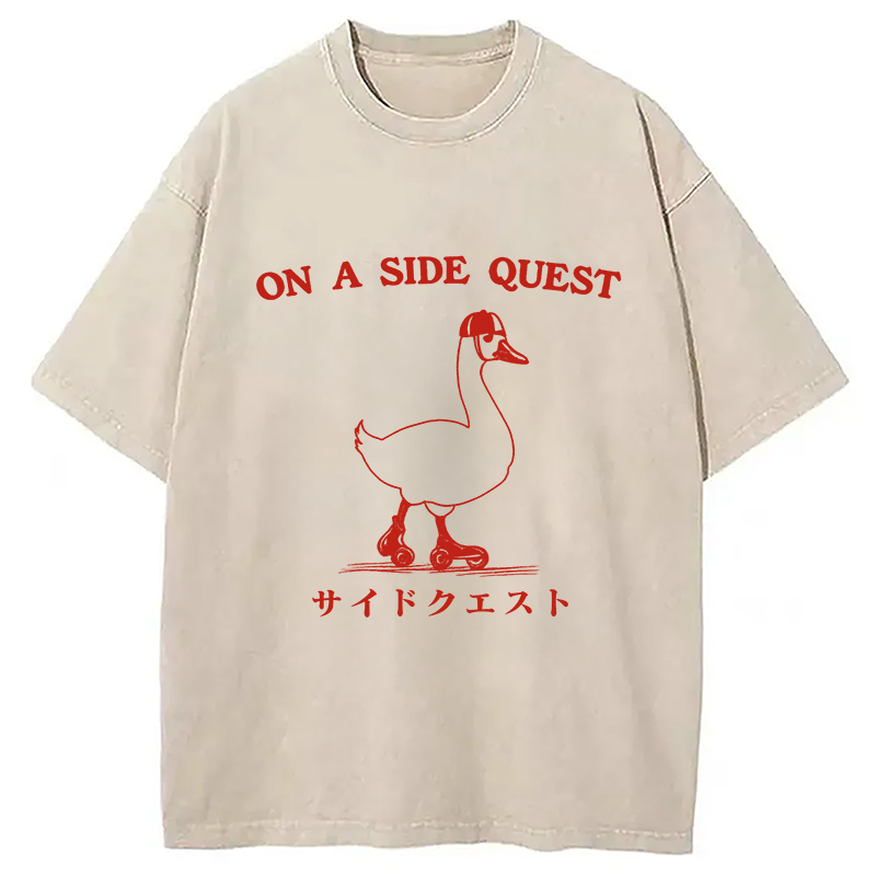 Modecanvas On a Side Quest Goose Washed T-Shirt