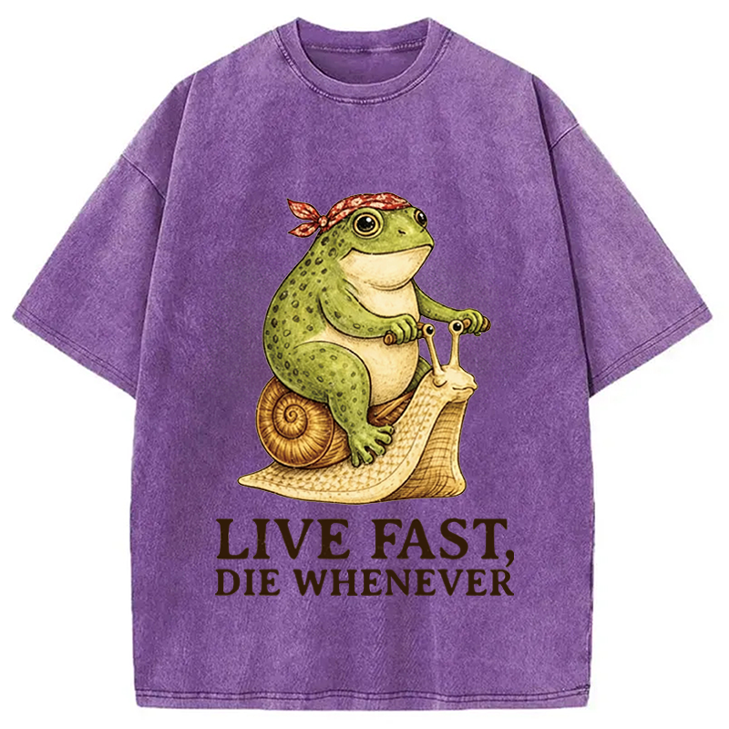 Modecanvas Live Fast Die Whenever DTG Printing Washed T-Shirt