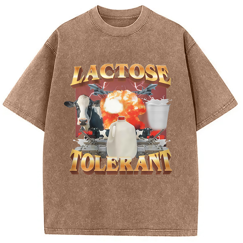 Modecanvas Retro Milk Lactose Tolerant Washed T-Shirt-modecanvas