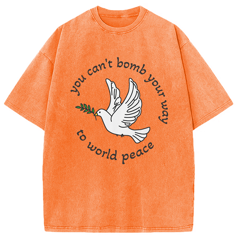 Modecanvas Bombs for World Peace DTG Printing Washed T-Shirt