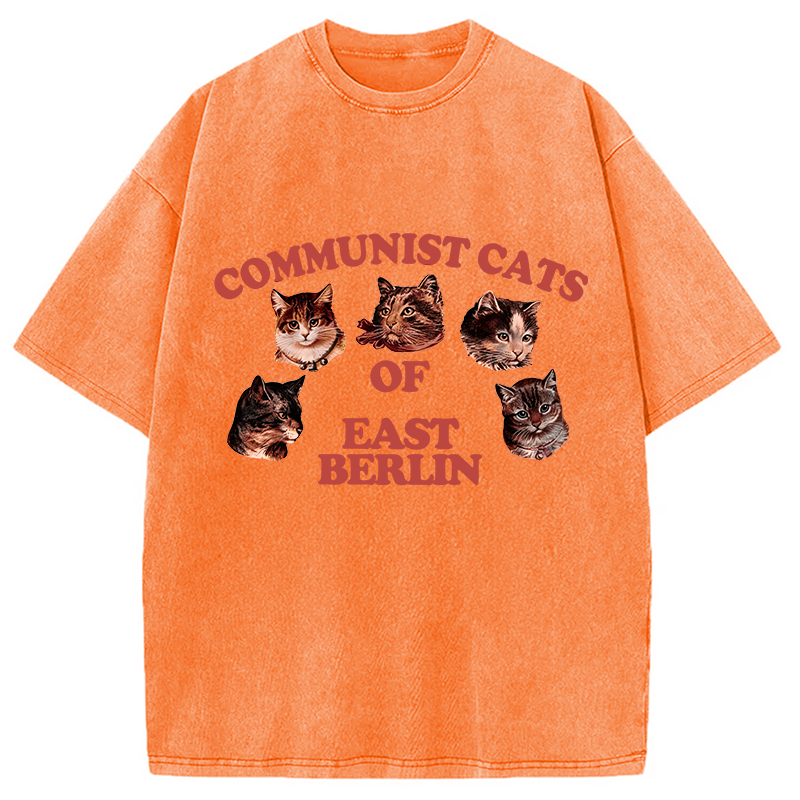 Modecanvas Communist Cats Of East Berlin DTG Printing Washed T-Shirt
