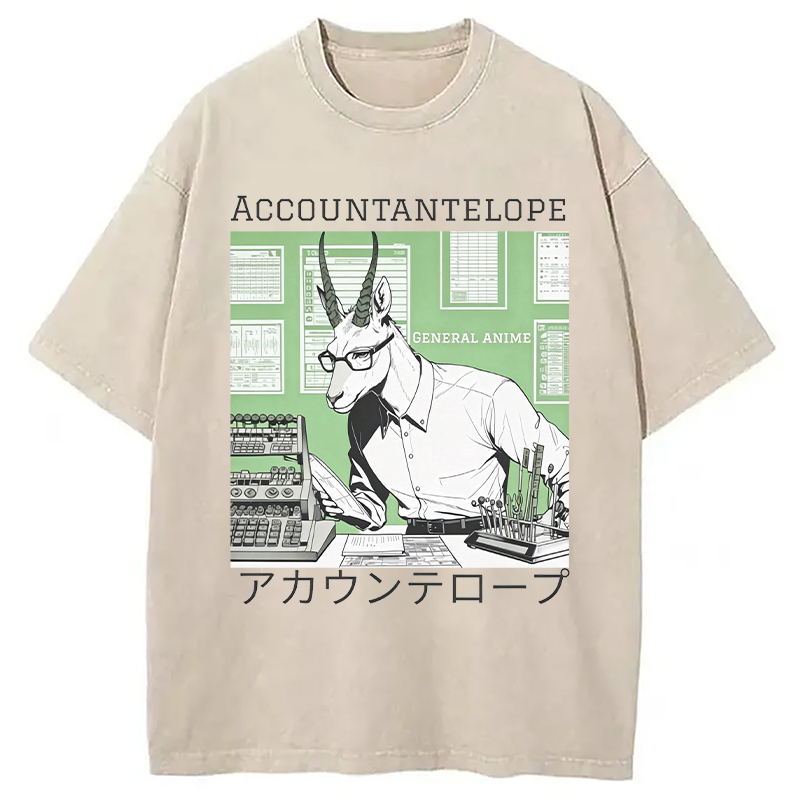 Modecanvas Accountant Antelope DTG Printing Washed T-Shirt
