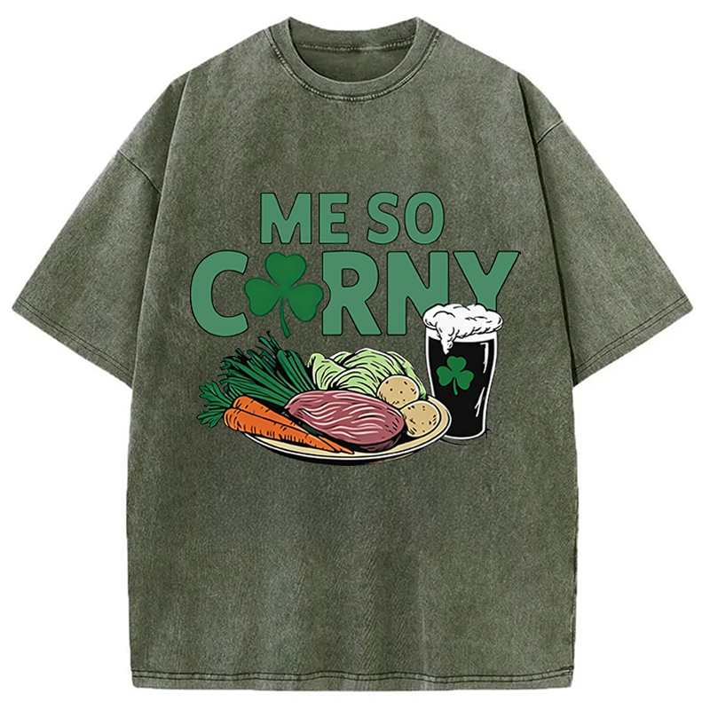 Modecanvas Me So Corny Beer DTG Printing Washed T-Shirt