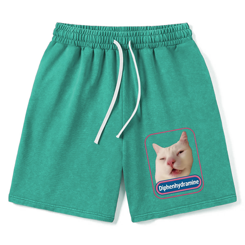 Modecanvas Funny Diphenhydramine Meme Cat Washed Short