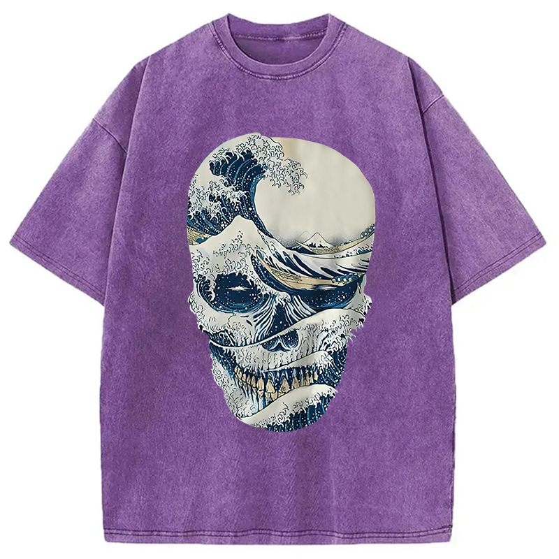 Modecanvas The Great Wave Off Skull Washed T-Shirt