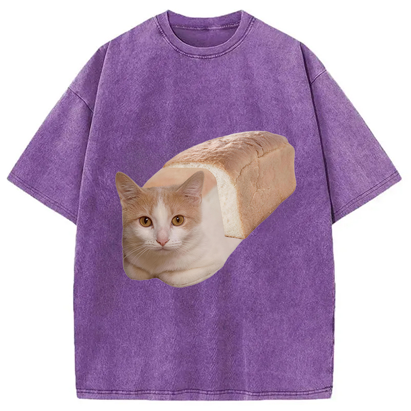 Modecanvas Cat Bread DTG Printing Washed T-Shirt