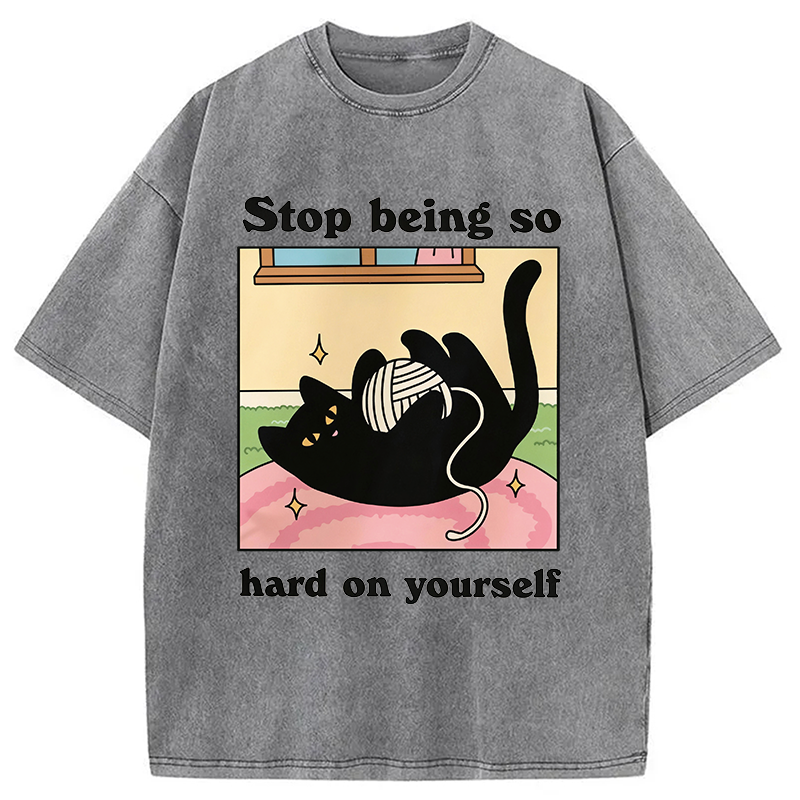 Modecanvas Hard On Yourself DTG Printing Washed T-Shirt