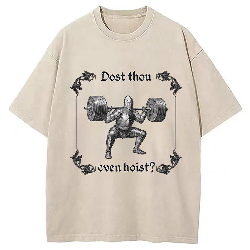 Modecanvas Dost Thou Even Hoist Washed T-Shirt-modecanvas