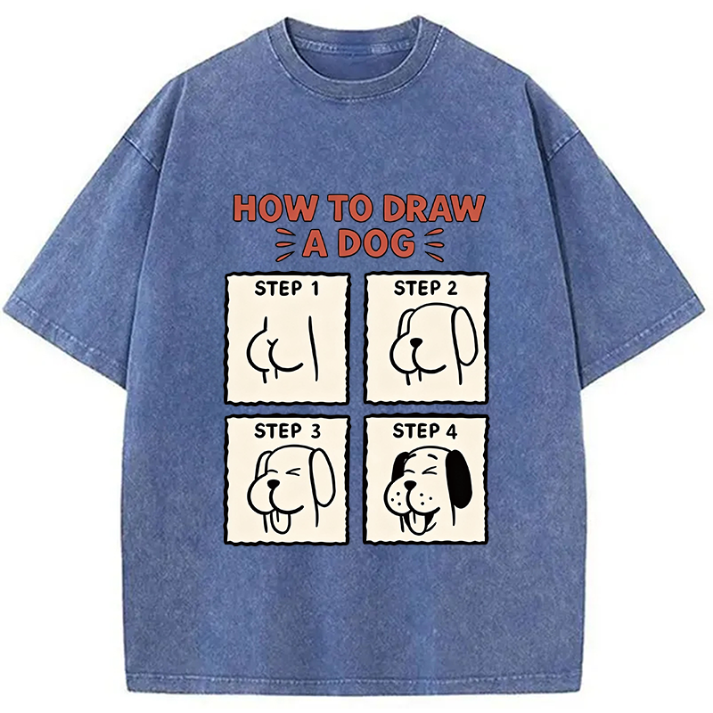 Modecanvas How To Draw A Dog DTG Printing Washed T-Shirt