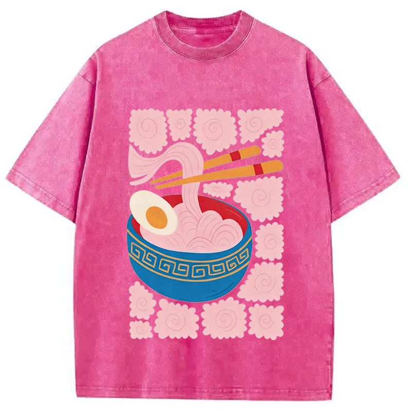 Modecanvas Abstract Ramen DTG Printing Washed T-Shirt