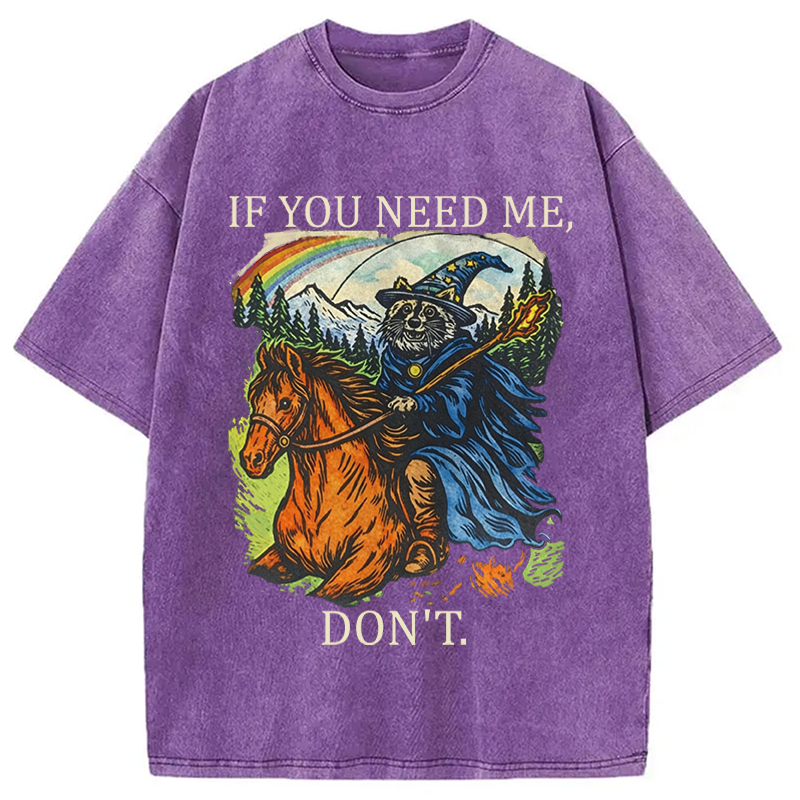Modecanvas Funny Raccoon Wizard Gamer DTG Printing Washed T-Shirt