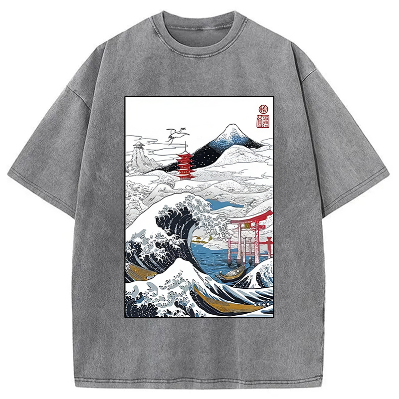 Modecanvas Snowy Japan Washed T-Shirt